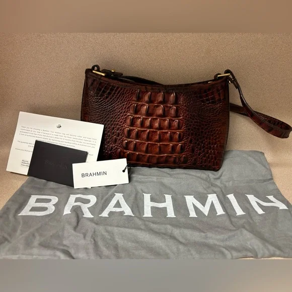 Brahmin Mini Pecan Melbourne Crocodile Handbag - Picture 2 of 16